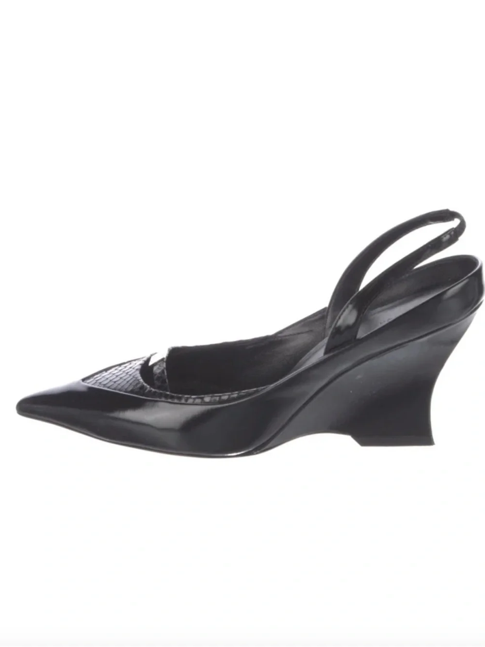 Givenchy Black Pointed Slingback Wedges